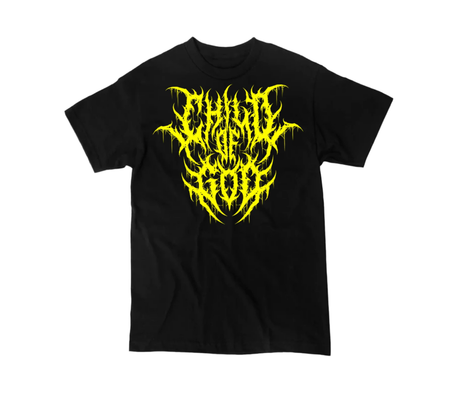 Yellow streetwear heavyweight Christian metal shirt with Child of God graphic – The Dark Fit