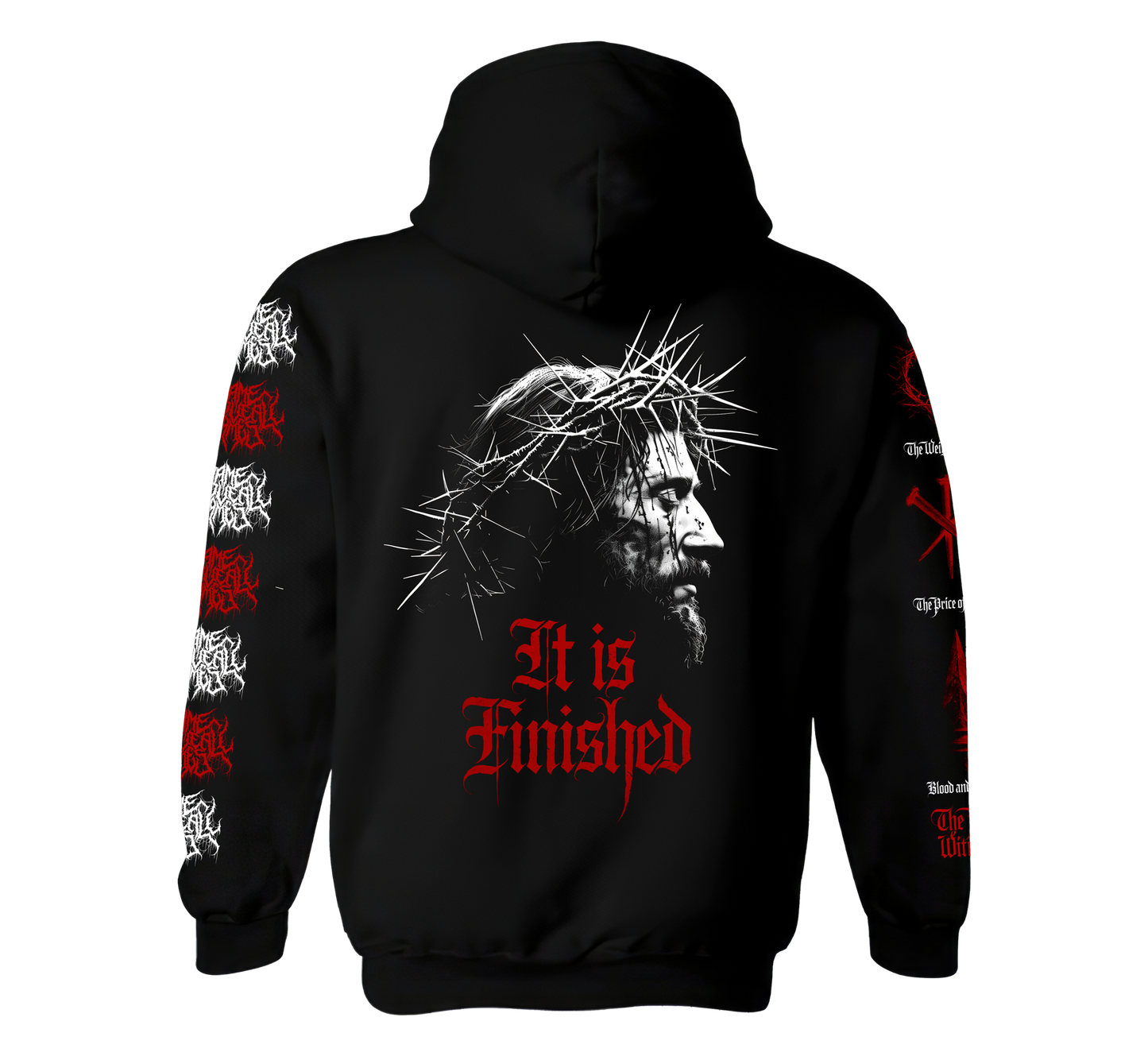 Name above all Names "It is Finished" design premium pull over hoodie