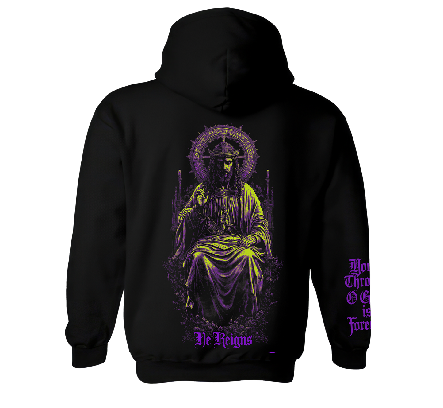 Christ is King "He Reigns" design premium pull over hoodie