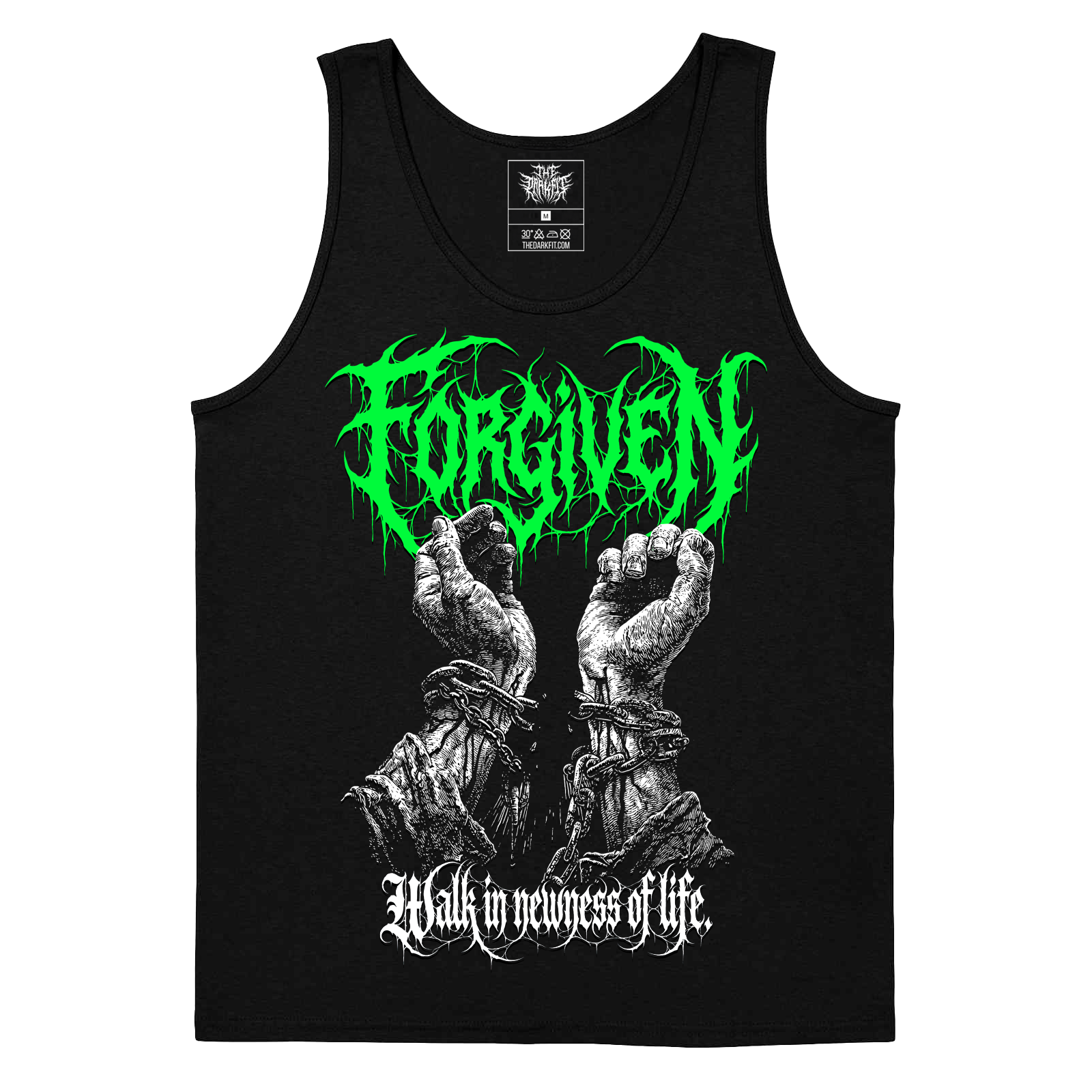Forgiven Walk in the Newness of Life Christian metal tank top – The Dark Fit