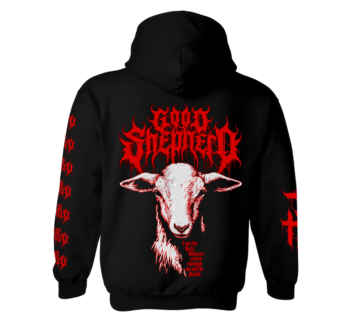 Good Shepherd Premium Pullover Hoodie – Christian Metal Streetwear