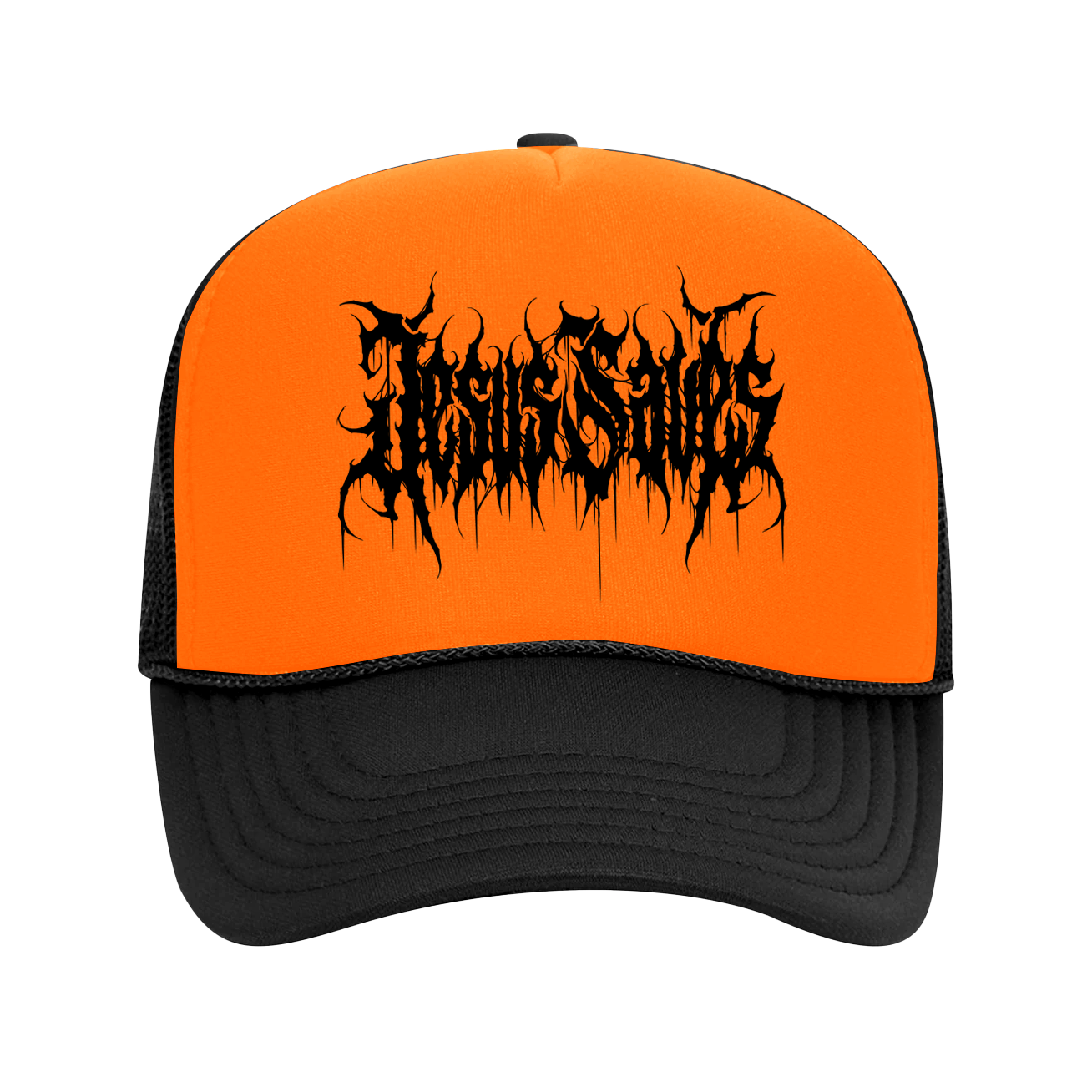 Jesus Saves retro trucker hat Hunting Orange