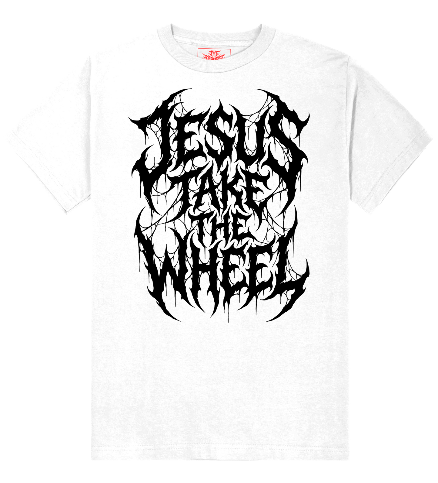Jesus take the wheel logo design white