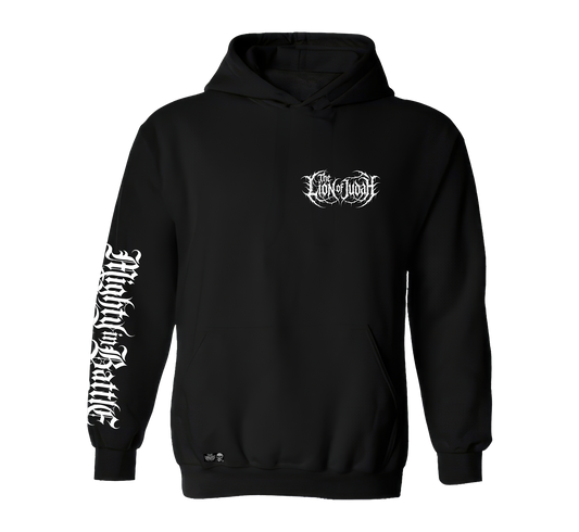 The Lion of Judah Mighty in battle design premium pull over hoodie