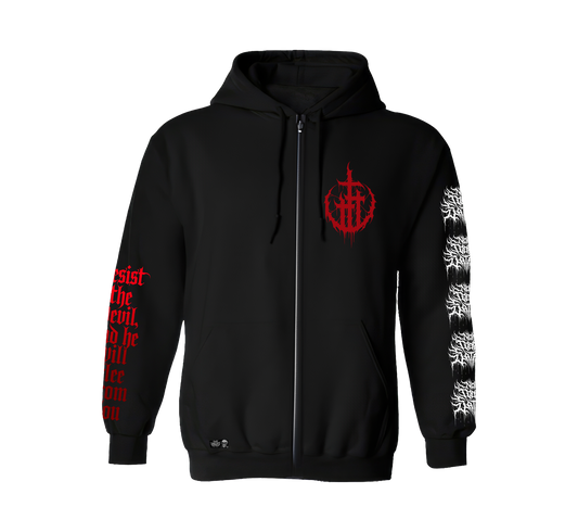 Not today Satan Resist design premium zip hoodie