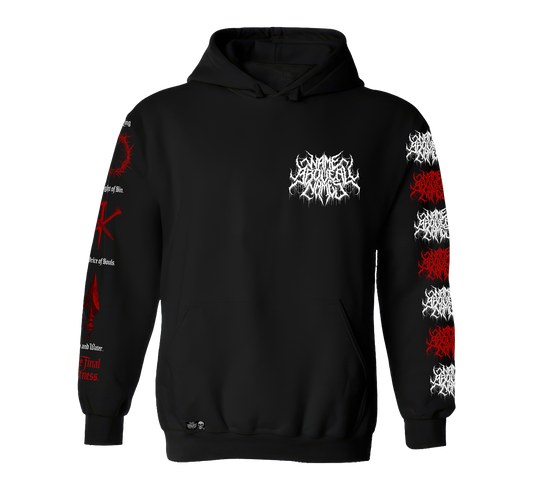Name above all Names "It is Finished" design premium pull over hoodie