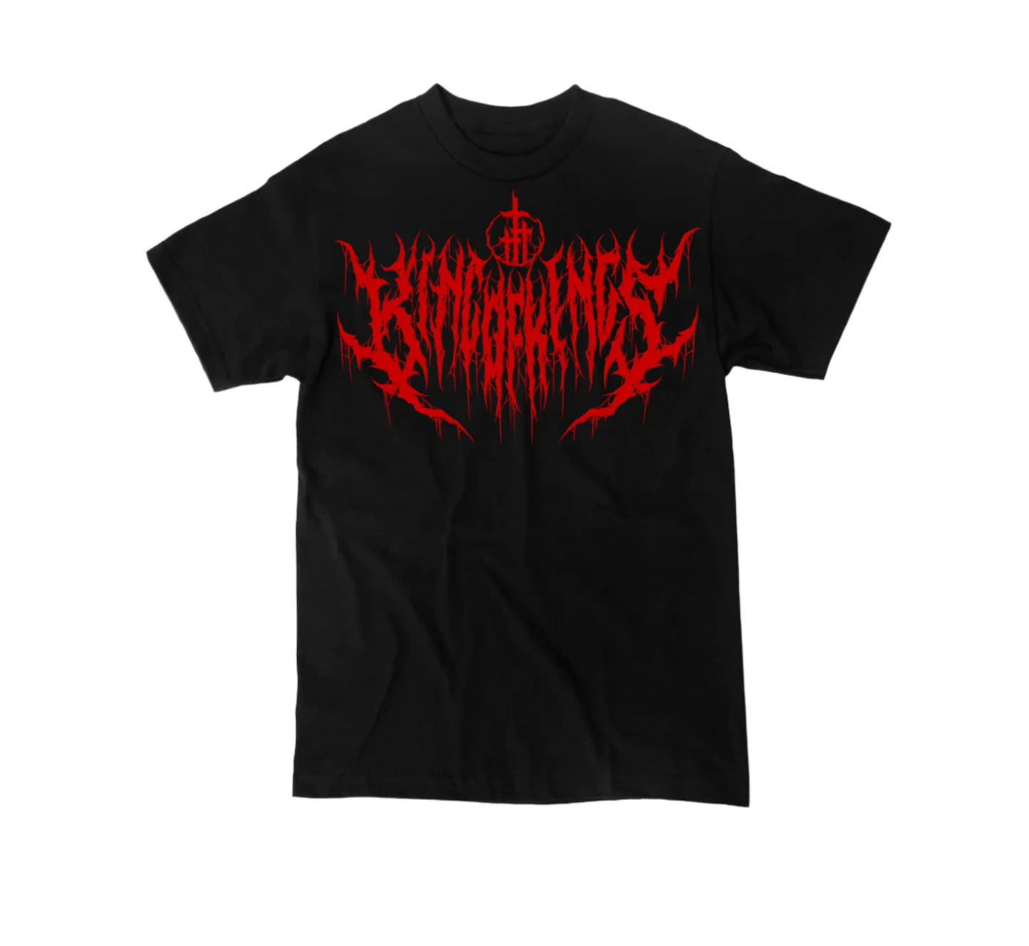 Red streetwear heavyweight Christian metal shirt with King of Kings graphic – The Dark Fit