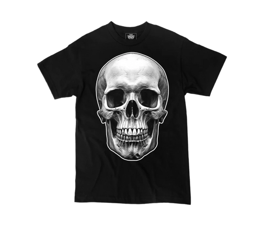 Big skull design heavyweight Christian metal skull shirt in white with oversized graphic – The Dark Fit