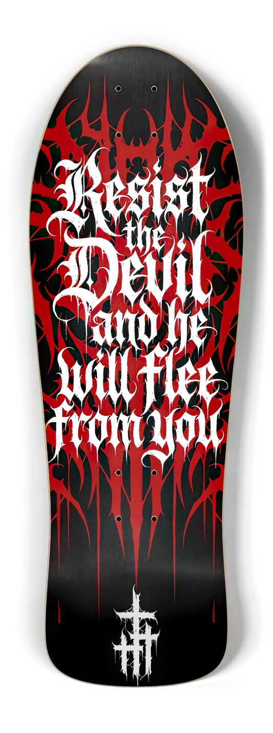 Resist the Devil old school skateboard deck